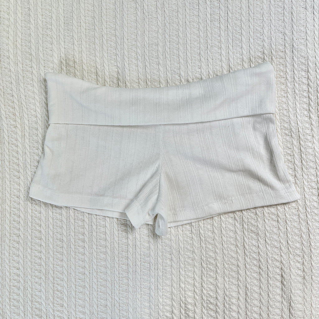 mini foldover shorts