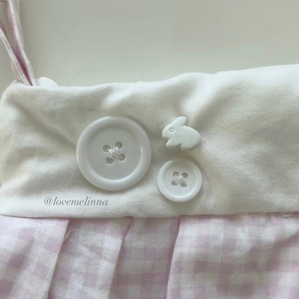 pink gingham button bag