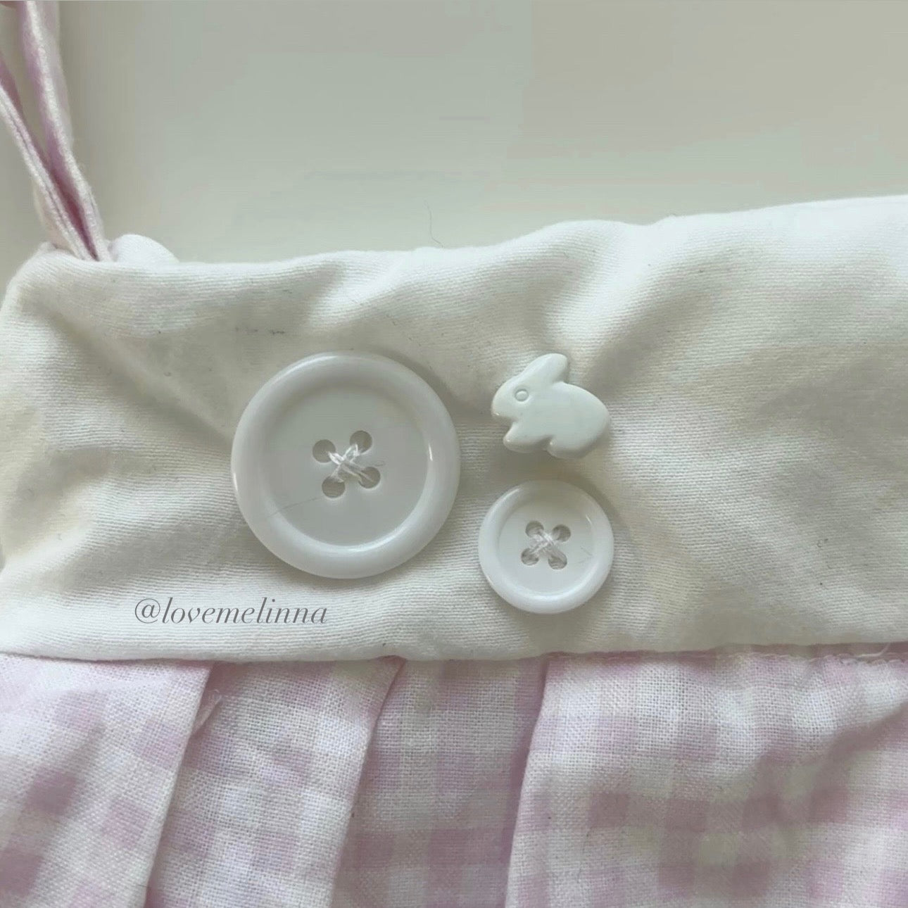 pink gingham button bag