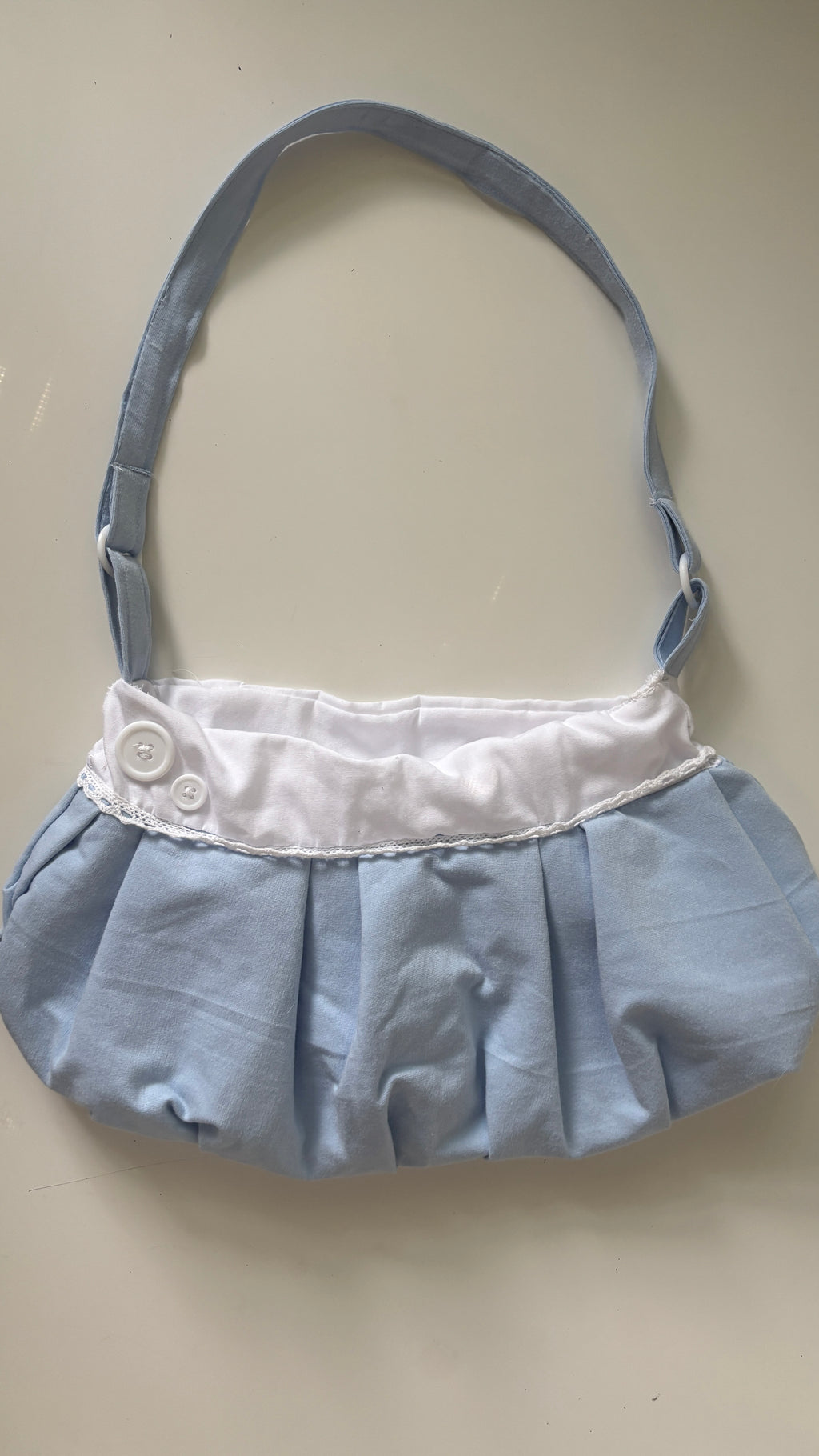 blue button bag